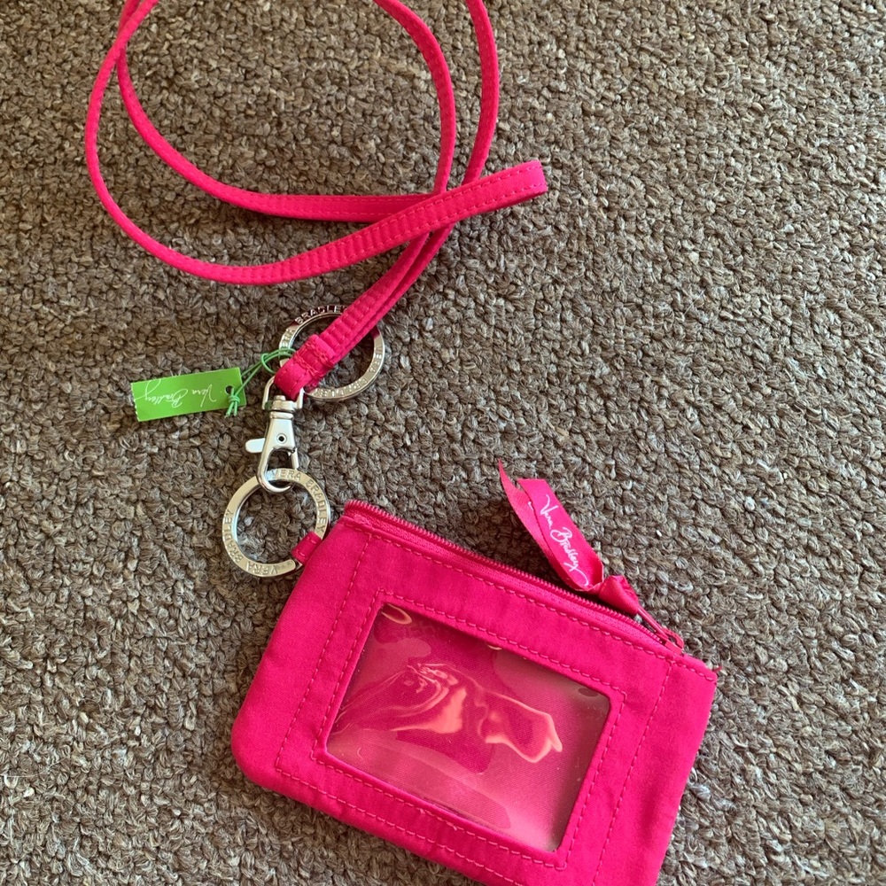 Vera Bradley Hot Pink Lanyard Card Holder